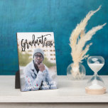 Modern Black Brush Script Graduation Photo Plaque<br><div class="desc">Modern Black Brush Script Full Photo Graduation Photo Plaque. Congrats the GRAD! Congratulations on their well-deserved success and celebrate them with this beautiful tabletop plaque with easel stand. All the texts are pre-arranged for you to personalise easily and quickly with your own details.</div>