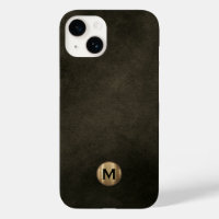 Modern Black Brushed Gold Monogram