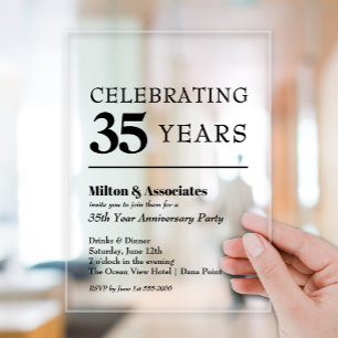 Modern Black Business Anniversary Acrylic Invitations