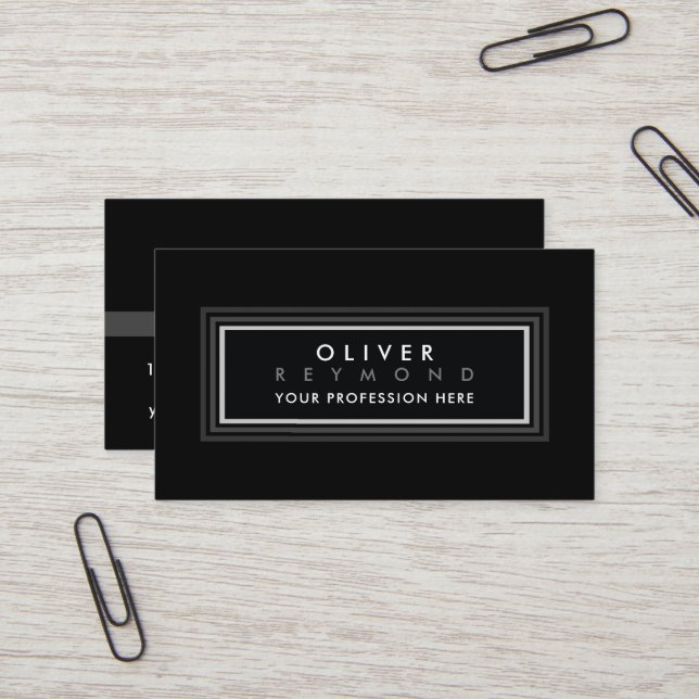 Modern Black Business Card (Front/Back In Situ)
