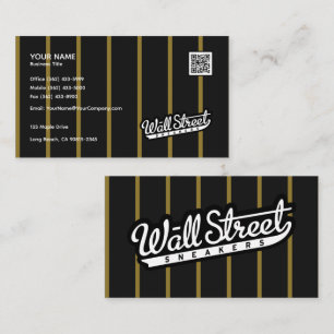Modern Black Business Card with Gold Stripe Accent
