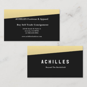 Modern Black Business Card with Top Gold Accent