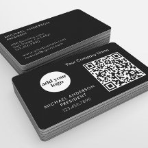 Modern Black Business Custom Logo and QR Code