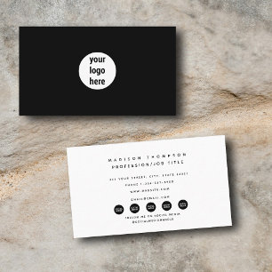Modern Black Business Logo Social Media Icons Card