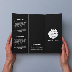 Modern Black Business Logo Trifold Brochure