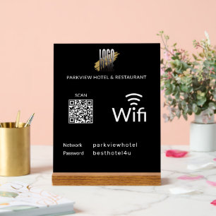 Modern Black Business QR Code Wifi Password  Acrylic Sign