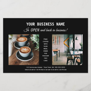 Modern Black Business Re-Opening Promotional Flyer