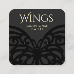 Modern Black Butterfly Stud Earring Display  Square Business Card