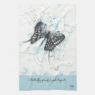 Modern Black Butterfly  Tea Towel