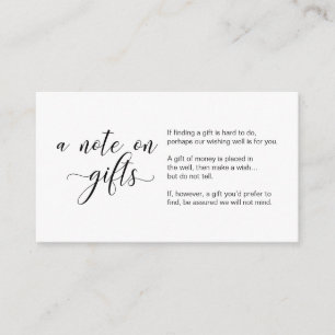 Modern black calligraphy, A note on gifts Enclosure Card