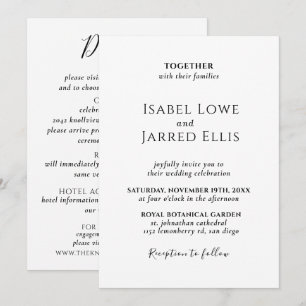 Modern Black Calligraphy All in One Wedding Invitation