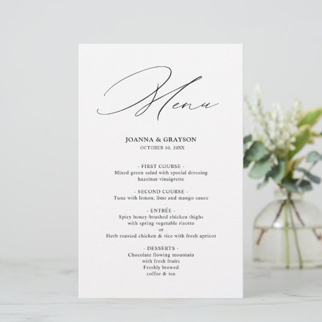 Modern Black Calligraphy Simple Minimalist Wedding (Standing Front)