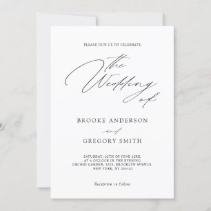 Modern Black Calligraphy Simple Minimalist Wedding Invitation