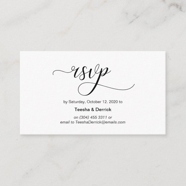 Modern black calligraphy, Wedding RSVP Enclosure Card (Front)