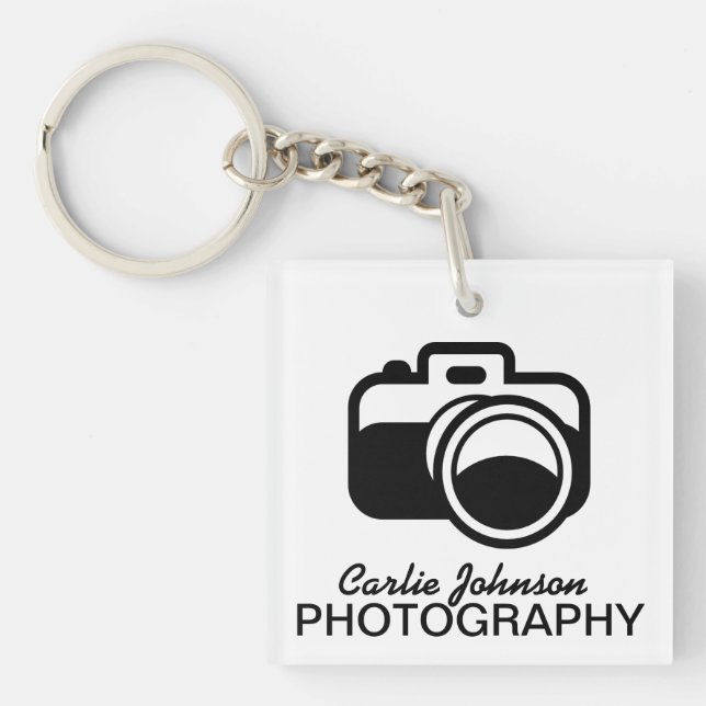 Modern Black Camera Icon Photographer Key Ring (Front)