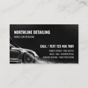 Modern Black Car Detailing Ceramic Coating QR Business Card