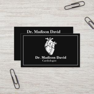 Modern Black Cardiologist  Business Card