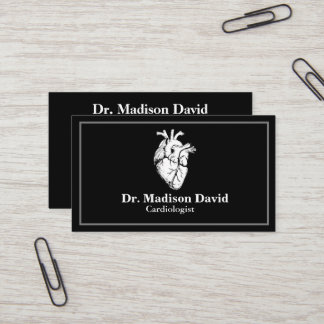 Modern Black Cardiologist Business Card