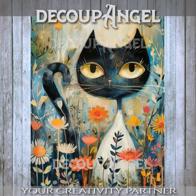 Modern Black Cat -Decoupage- Tissue Paper (Creator Uploaded)