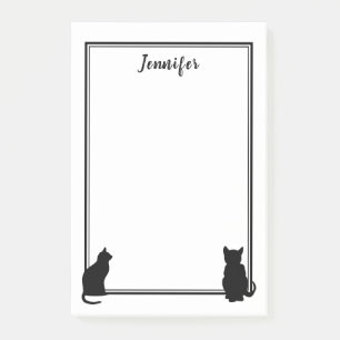 Modern Black Cat silhouettes white personalised Post-it Notes