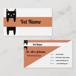 Modern Black Cat Vet Business Card
