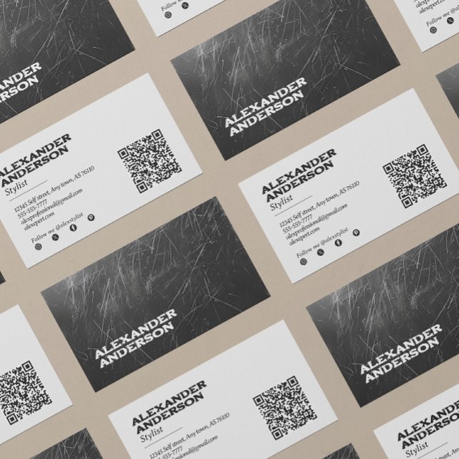 Modern Black Charcoal Scribble Professional Business Card (Modern Black Charcoal Scribble Professional Business Card)