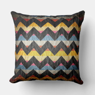 Modern Black Chevron Leather Cushion