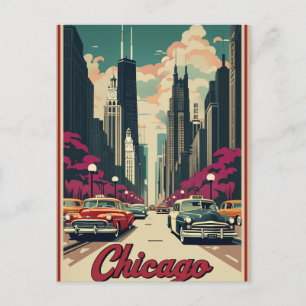 Modern Black Chicago Illinois Skyline Postcard