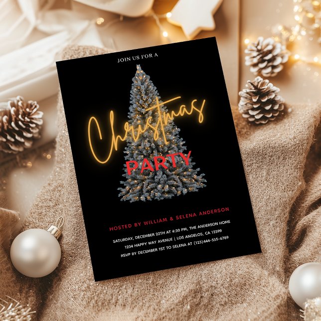 Modern Black Christmas Party Invitation  (Creator Uploaded)