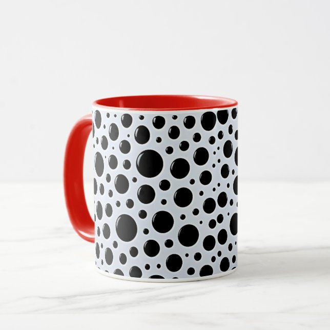 Modern Black Circle Dots Mug (Front Left)