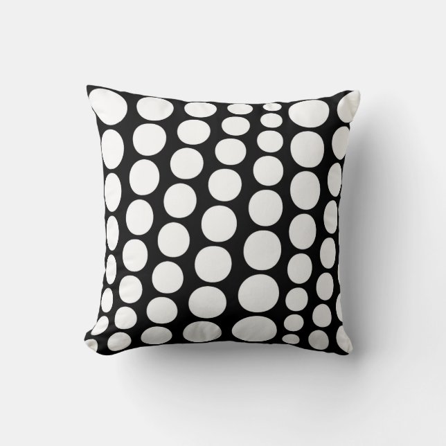 Modern Black Circles Pattern Pillow (Front)