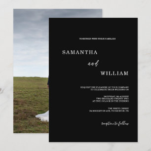 Modern Black Classic Photo Wedding Invitation
