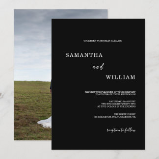 Modern Black Classic Photo Wedding Invitation