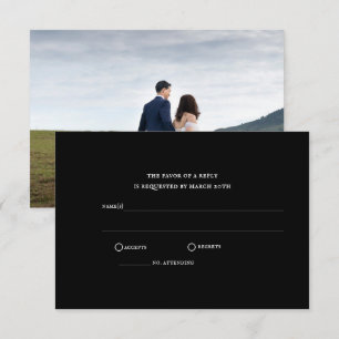 Modern Black Classic Photo Wedding RSVP Card