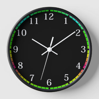 Modern Black Clock with Colourful Gradient Markers