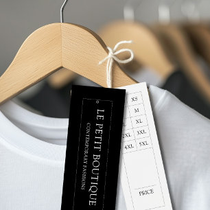 Modern Black Clothing Size Chart Swing Price Tag