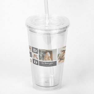 Modern Black Collage Photo Dad Best Gift Acrylic Tumbler