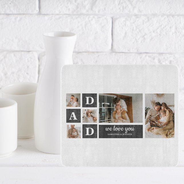  Modern Black | Collage Photo | Dad Best Gift  Cutting Board (Creator Uploaded)