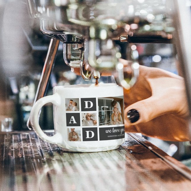  Modern Black | Collage Photo | Dad Best Gift  Espresso Cup (Creator Uploaded)