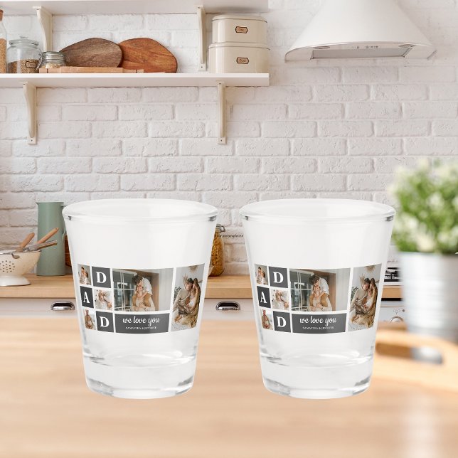  Modern Black | Collage Photo | Dad Best Gift  Shot Glass (Creator Uploaded)