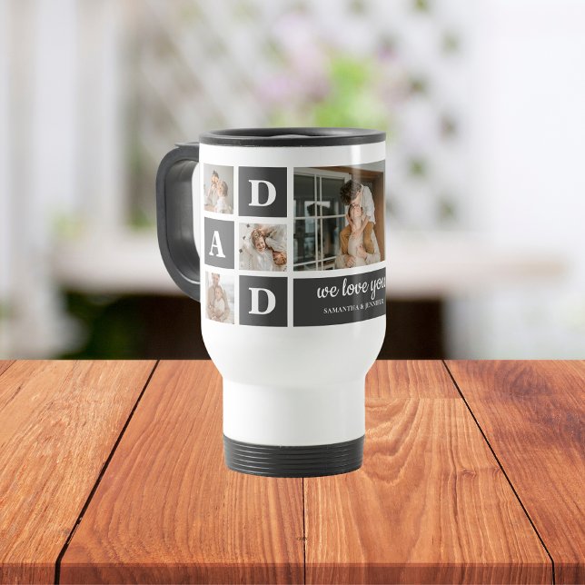  Modern Black | Collage Photo | Dad Best Gift  Travel Mug (Creator Uploaded)