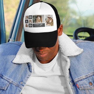  Modern Black   Collage Photo   Dad Best Gift  Trucker Hat