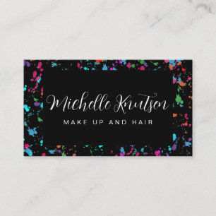 Modern Black Colorful Makeup Artist Hair Salon  Business Card