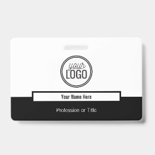 Modern Black Colour Block Professional Name Tag ID Badge