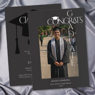 Modern Black Congrats Graduate Photo Announcement