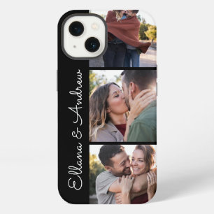 Modern Black Couple Names 3 Photo Collage iPhone 13 Case