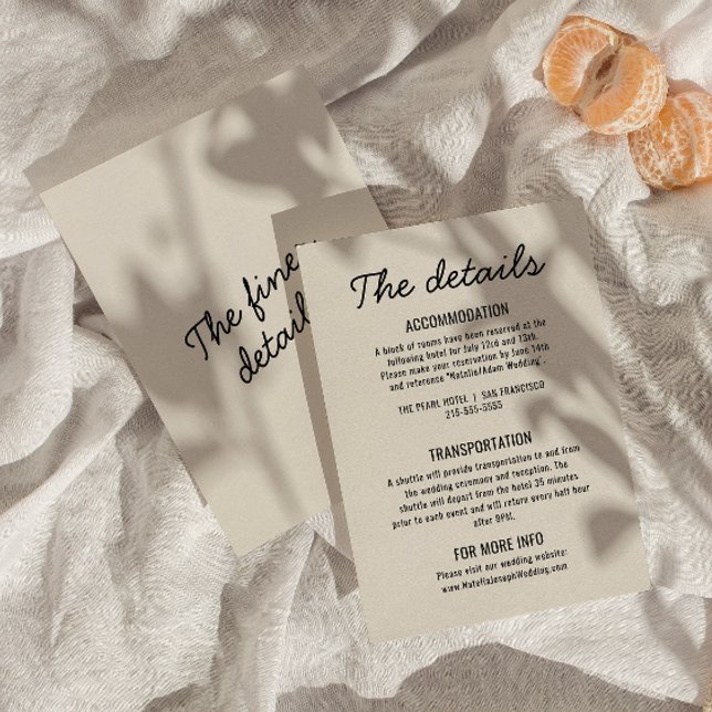 Modern Black Cream Whimsical Retro Wedding Details Enclosure Card (Creator Uploaded)