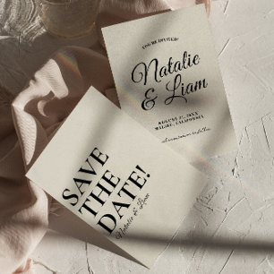 Modern Black & Creamy Funky Bold Retro Wedding    Save The Date