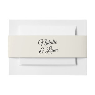 Modern Black & Creamy Retro Whimsical Wedding  Invitation Belly Band