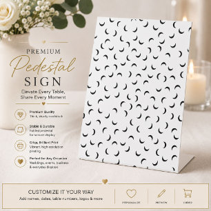 Modern Black Crescent Pattern Pedestal Sign
